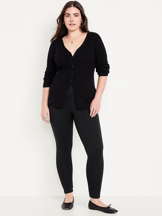 Image number 4 showing, High-Waisted Fleece-Lined Ankle Leggings