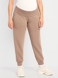 Image number 1 showing, Maternity Bounce Fleece Rollover-Waist Jogger Sweatpants