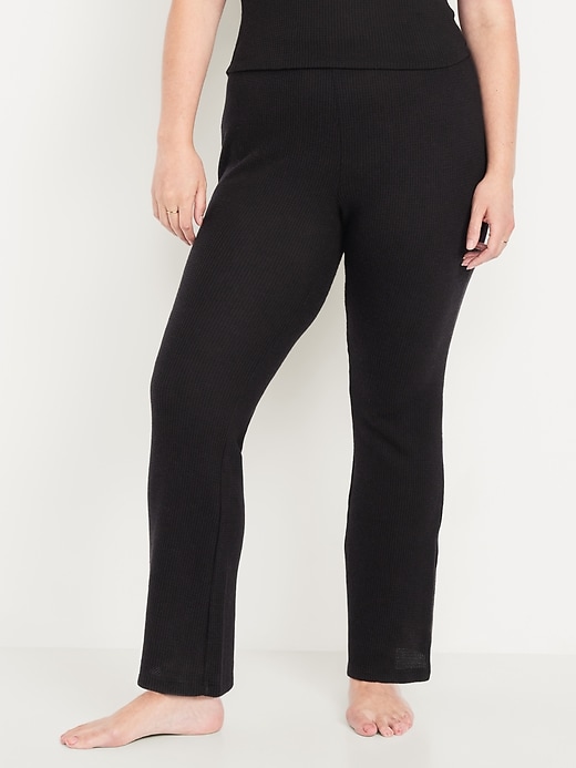 Image number 5 showing, High-Waisted Cozy Waffle Flare Pants