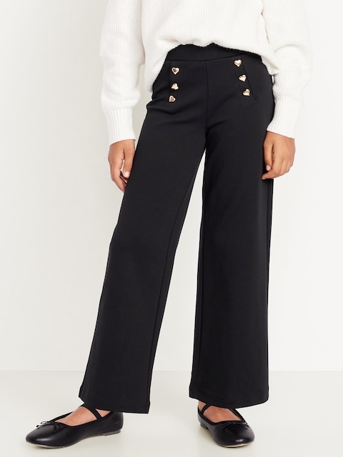 High-Waisted Straight-Leg Sailor Pants for Girls - Black Jack