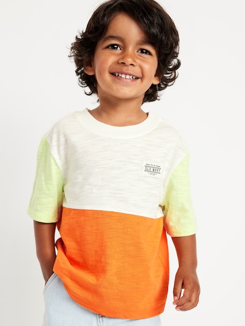 Oversized Color-Block T-Shirt for Toddler Boys - Golden Poppy