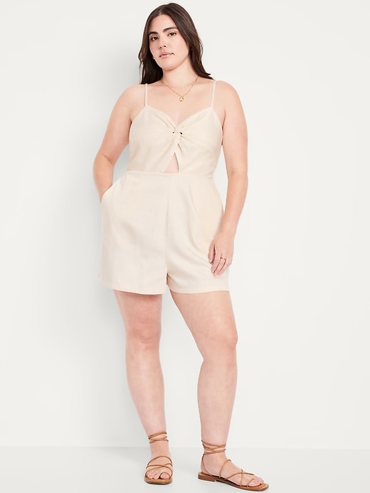 Fit & Flare Twist-Front Cami Romper