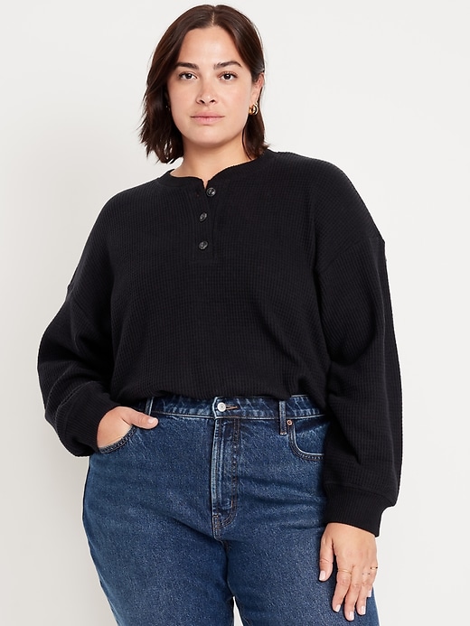 Image number 6 showing, Oversized Cozy Waffle Henley Top