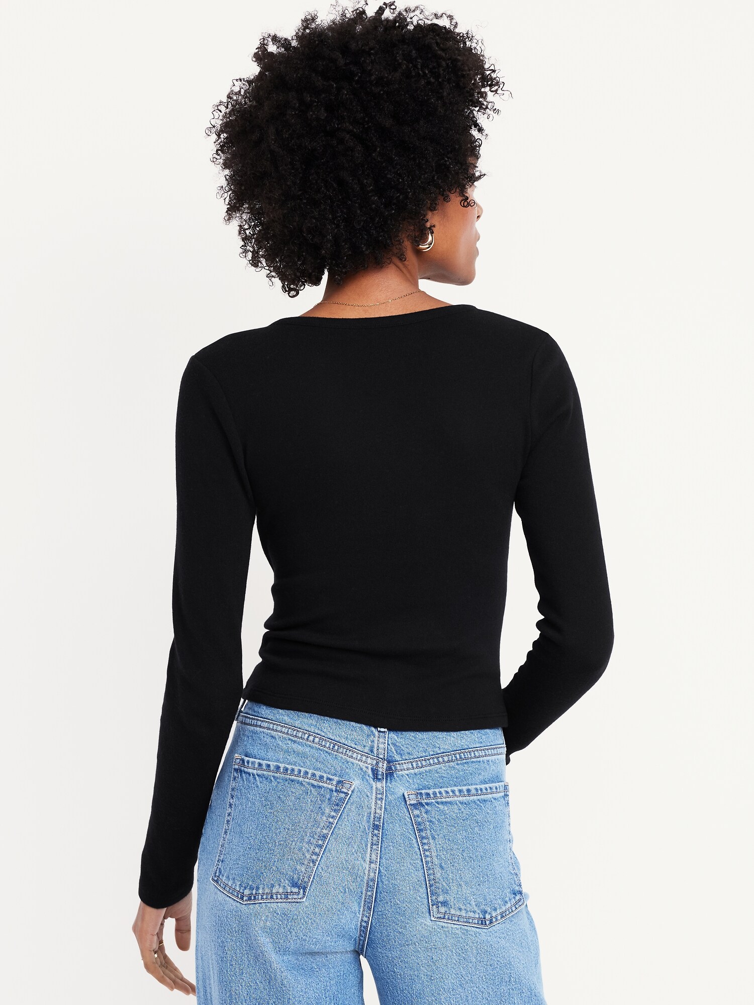 Женский топ Old Navy Long-Sleeve Wrap-Front Top, цвет: Чёрный — фото 2