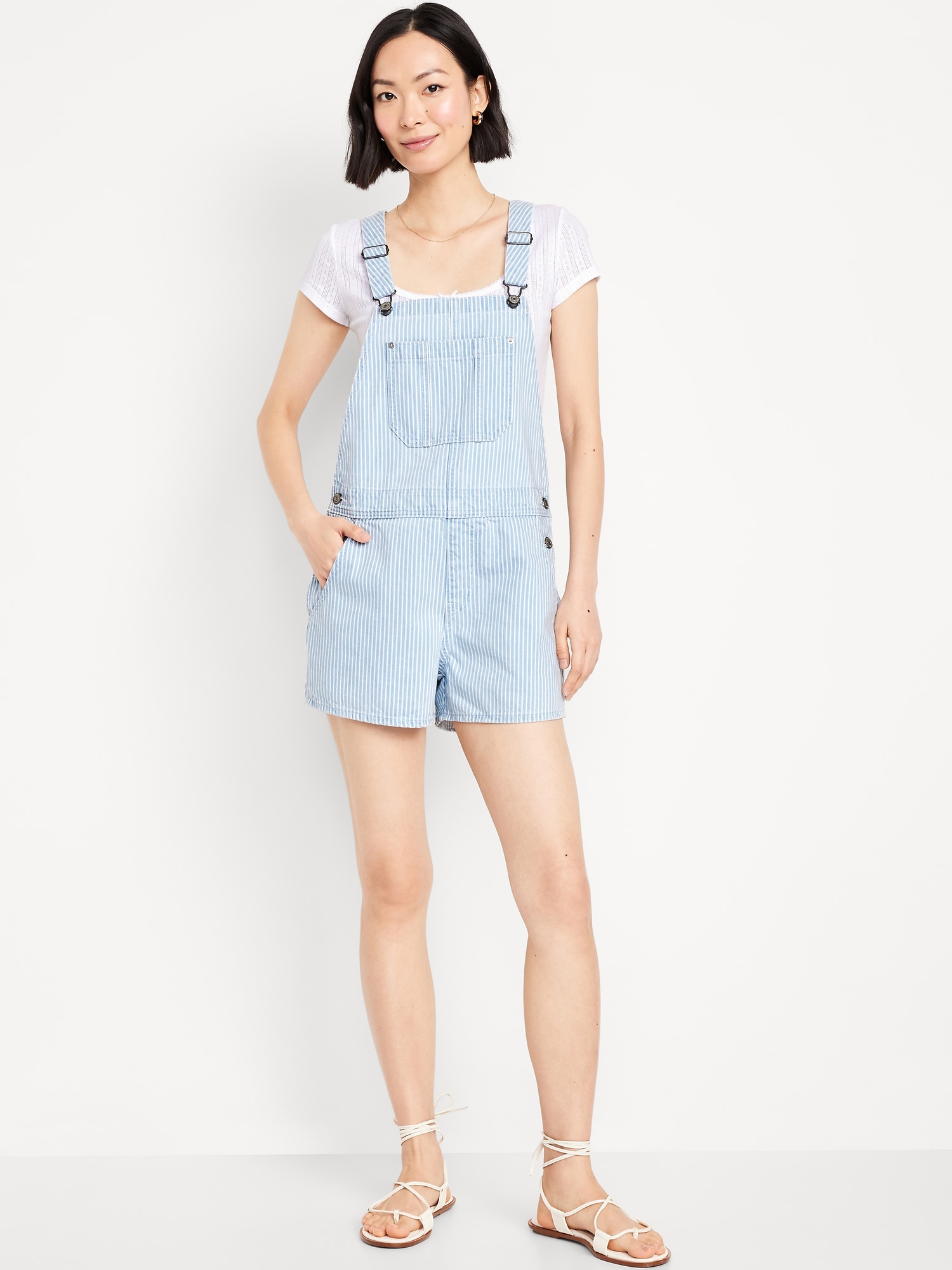 サロペット・オーバーオール・オールインワン Yarmo Cambric Cotton Jumpsuit dk navy Fadeal Overall Shorts for Women Women's Solid Color Double