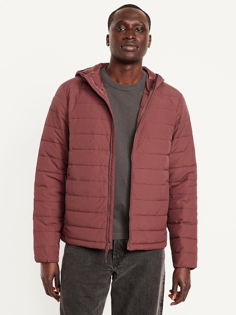 Water-Resistant Narrow-Channel Nylon Puffer Jacket - Molten Red