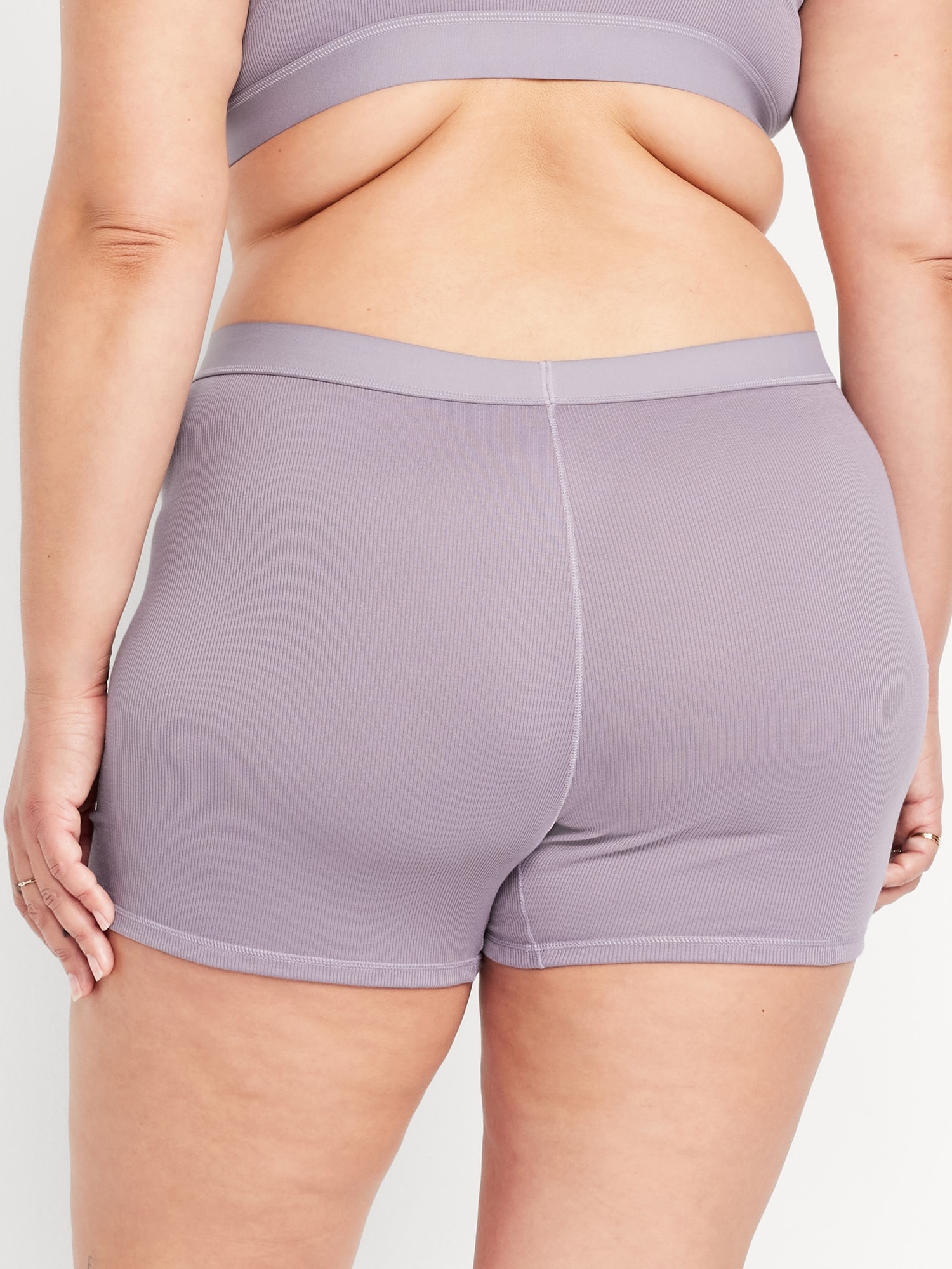 High-Waisted Ribbed Boyshort Briefs - 3-inch inseam