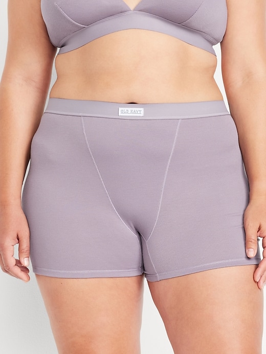 Image number 7 showing, High-Waisted Ribbed Boyshort Briefs -- 3-inch inseam
