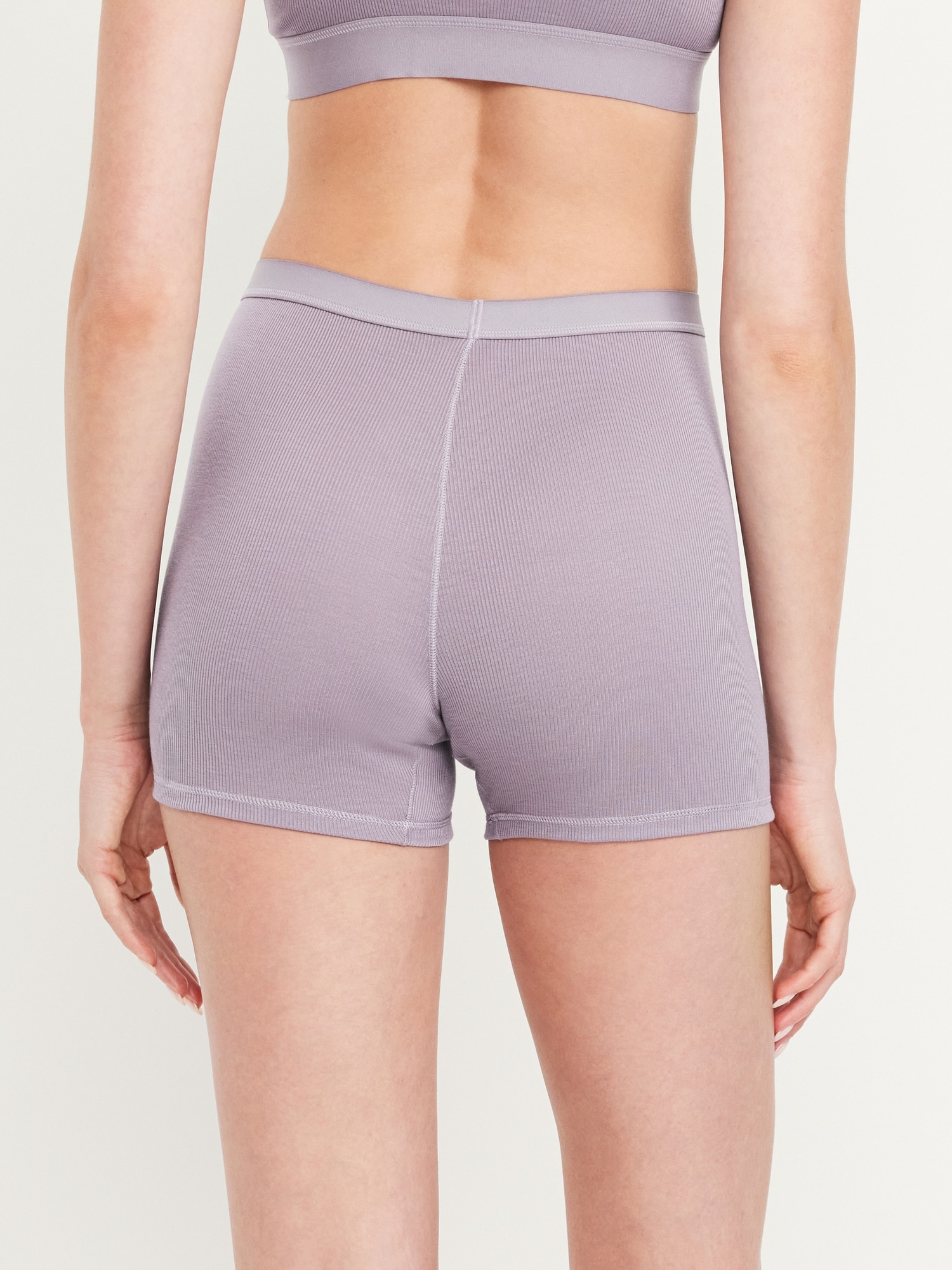 High-Waisted Ribbed Boyshort Briefs -- 3-inch inseam