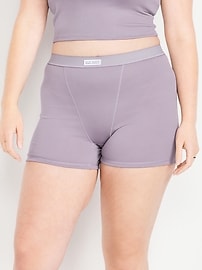 Image number 5 showing, High-Waisted Ribbed Boyshort Briefs -- 3-inch inseam