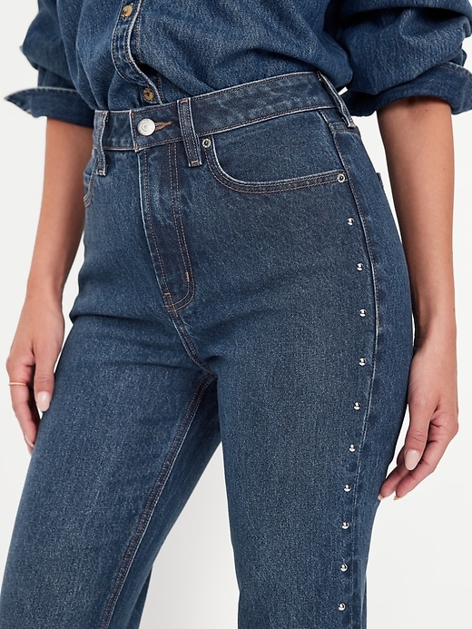 Image number 9 showing, Extra High-Waisted Studded Straight Jeans
