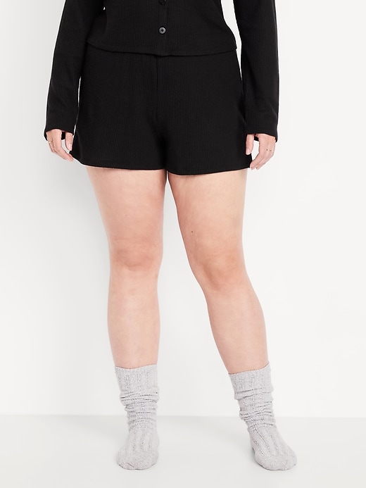 Image number 5 showing, High-Waisted Cozy Waffle Pajama Shorts