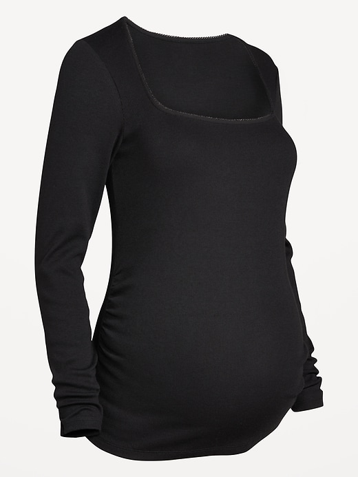Image number 2 showing, Maternity Long-Sleeve Trapeze-Neck T-Shirt