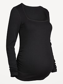 Image number 2 showing, Maternity Long-Sleeve Trapeze-Neck T-Shirt