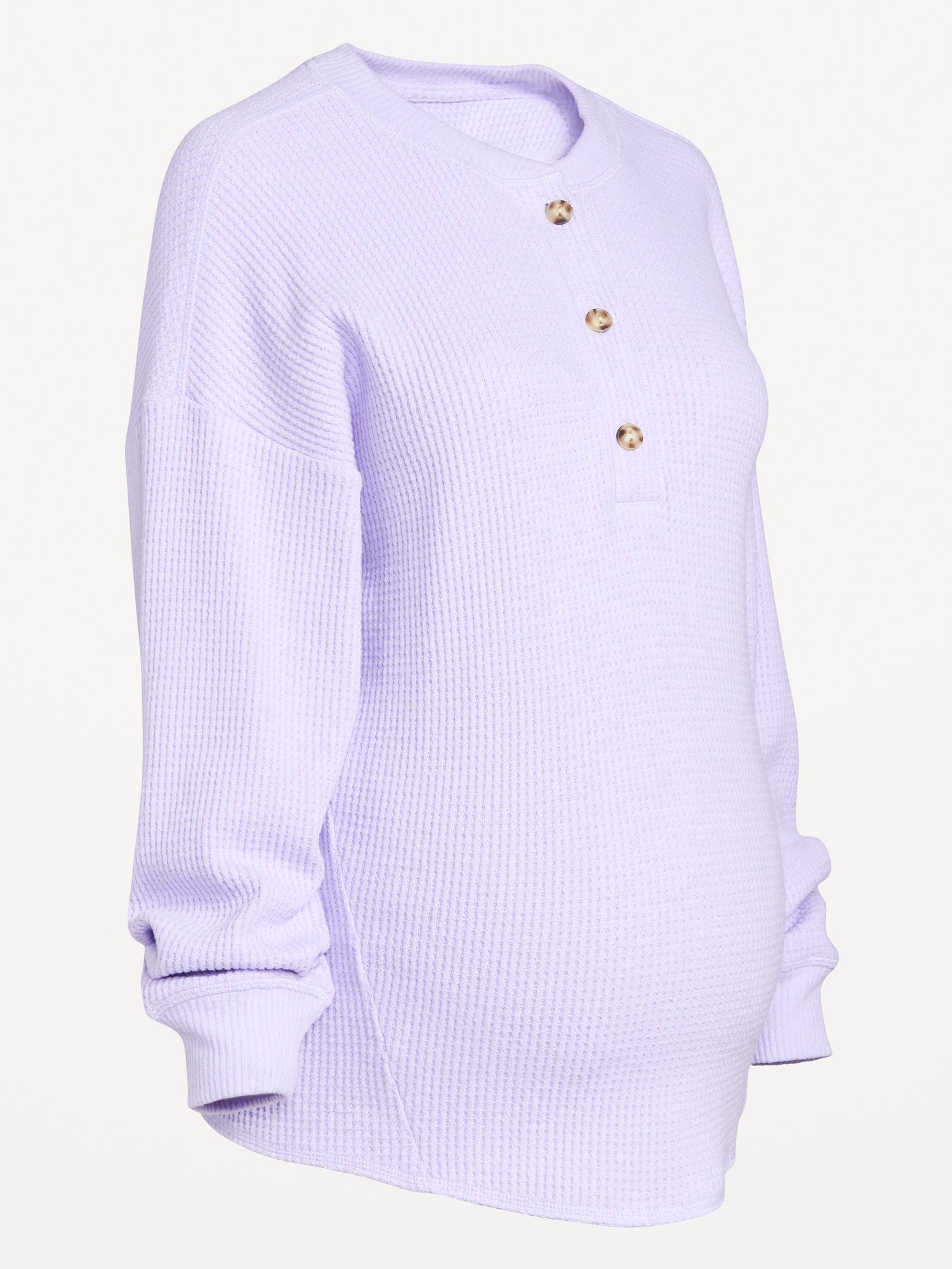 Maternity Oversized Cozy Waffle Henley Top