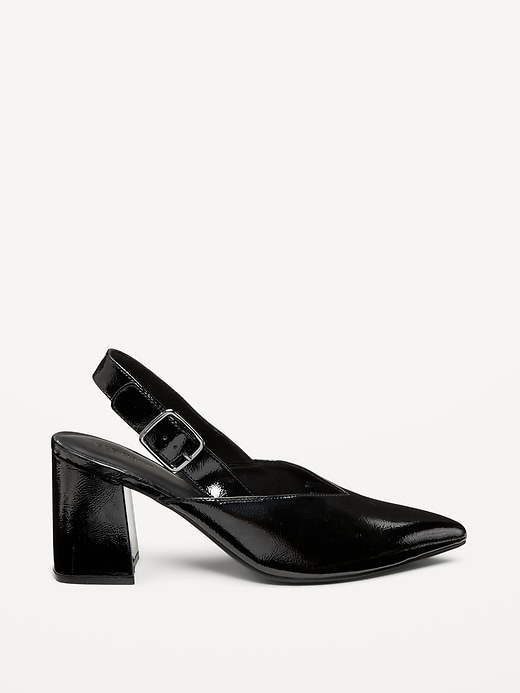 Image number 3 showing, Faux-Leather Slingback Heels for Women