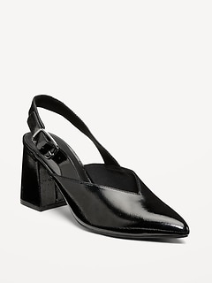 Faux-Leather Slingback Heels for Women