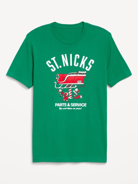 Holiday-Graphic T-Shirt - St. Nick'S Parts & Service (Green)