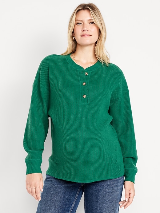 Image number 1 showing, Maternity Oversized Waffle Henley