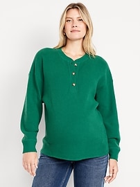 Image number 1 showing, Maternity Oversized Waffle Henley