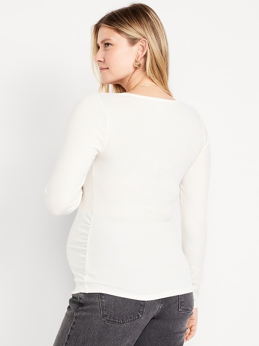 Image number 2 showing, Maternity Long-Sleeve Trapeze-Neck T-Shirt