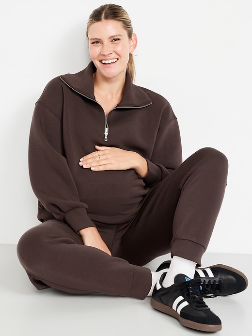 Image number 3 showing, Maternity Bounce Fleece Half-Zip Pullover
