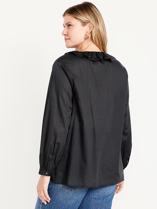 Image number 2 showing, Maternity Long Sleeve Button-Down Ruffle Shirt