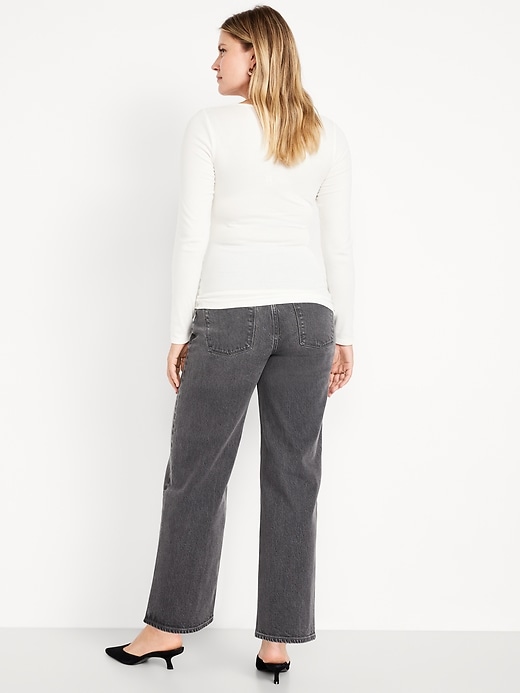 Image number 2 showing, Maternity Extra High-Waisted Full-Panel Wide-Leg Jeans