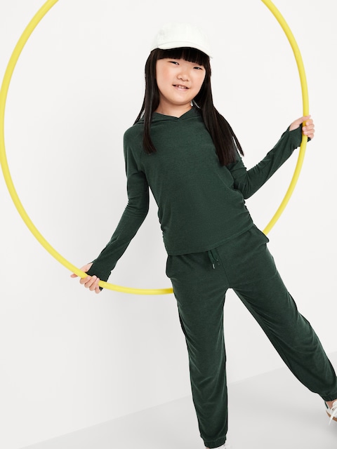 CloudMotion High-Waisted Jogger Sweatpants for Girls - Emerald Isle