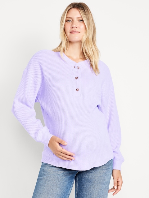 Maternity Oversized Waffle T-Shirt - Lavender Haven