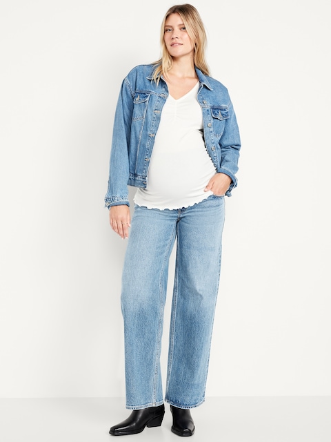 Maternity Extra High-Waisted Full-Panel Wide-Leg Jeans - Light Wash