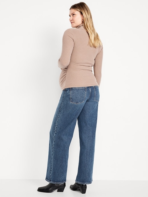 Image number 2 showing, Maternity Extra High-Waisted Full-Panel Wide-Leg Jeans