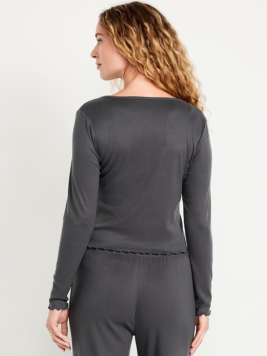 Image number 2 showing, Cozy Lettuce-Edge Pajama Top