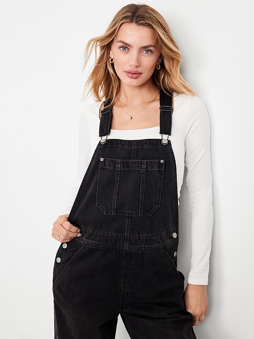 Image number 7 showing, Baggy Wide-Leg Jean Overalls