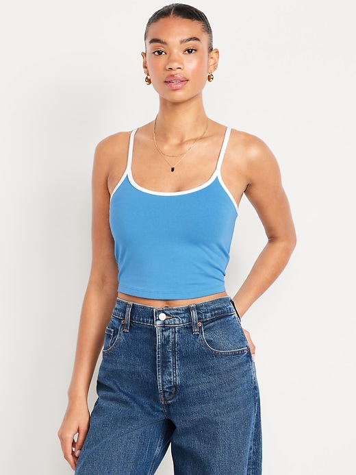 Image number 1 showing, Tipped Jersey Cropped Cami Top