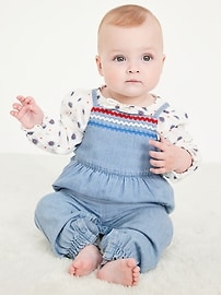 Image number 1 showing, Sleeveless Chambray Pocket Jumpsuit for Baby