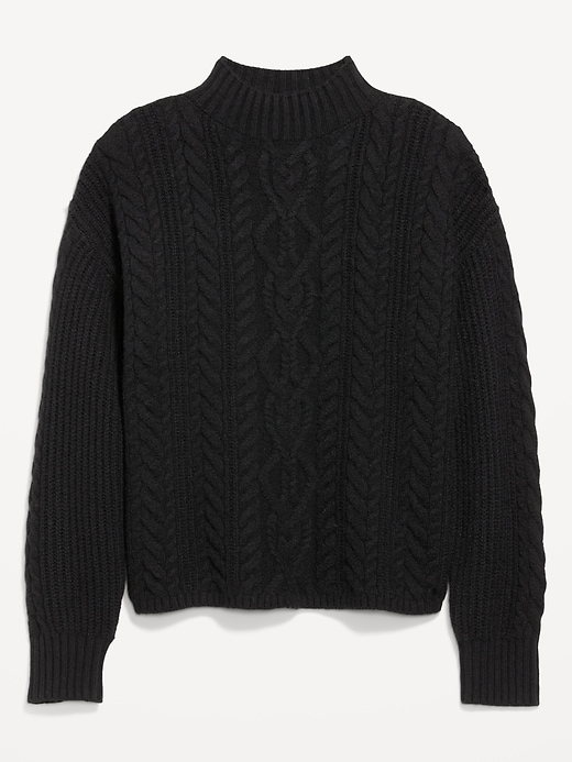 Image number 4 showing, SoSoft Cropped Mock-Neck Cable Sweater