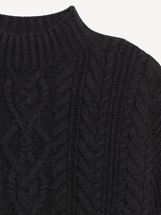 Image number 5 showing, SoSoft Cropped Mock-Neck Cable Sweater