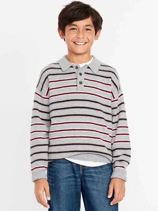 Image number 1 showing, SoSoft Oversized Long-Sleeve Collared Sweater for Boys