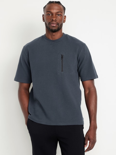 Oversized Tech Waffle T-Shirt - Gravel