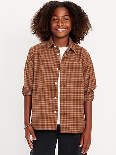 Long-Sleeve Textured Plaid Pocket Shirt for Boys