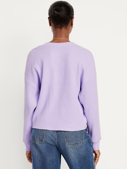 Image number 2 showing, Oversized Cozy Waffle Henley Top