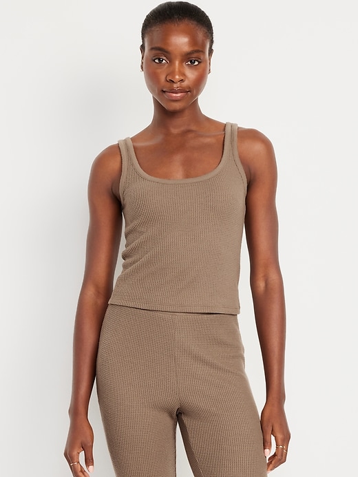Image number 1 showing, Cozy Waffle Pajama Tank Top