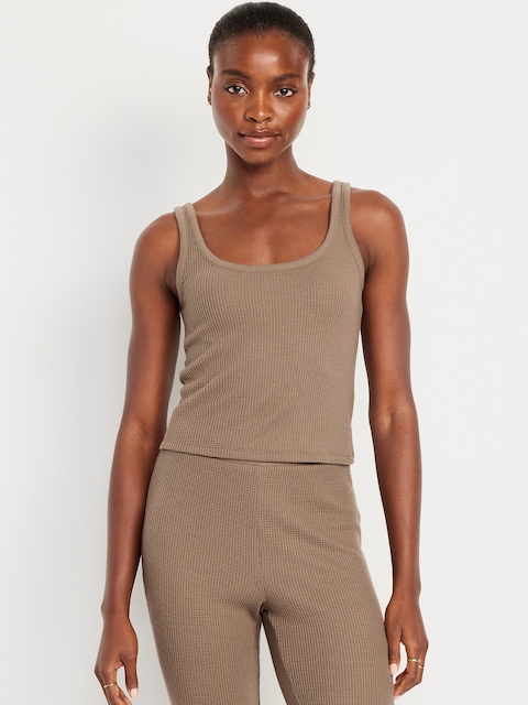 Cozy Waffle Pajama Tank Top - Sedimentary