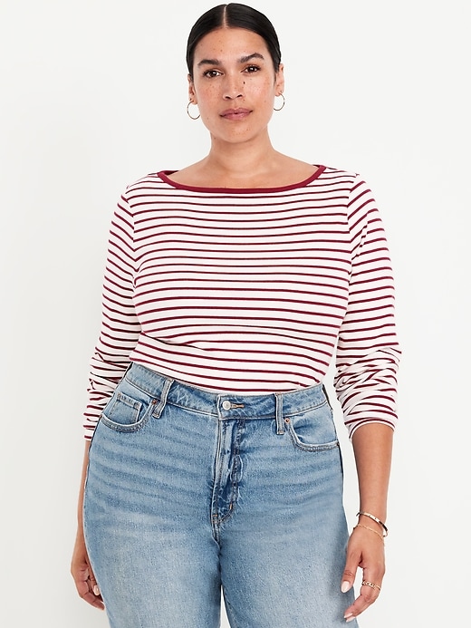 Image number 7 showing, Snug Long-Sleeve Boat-Neck T-Shirt