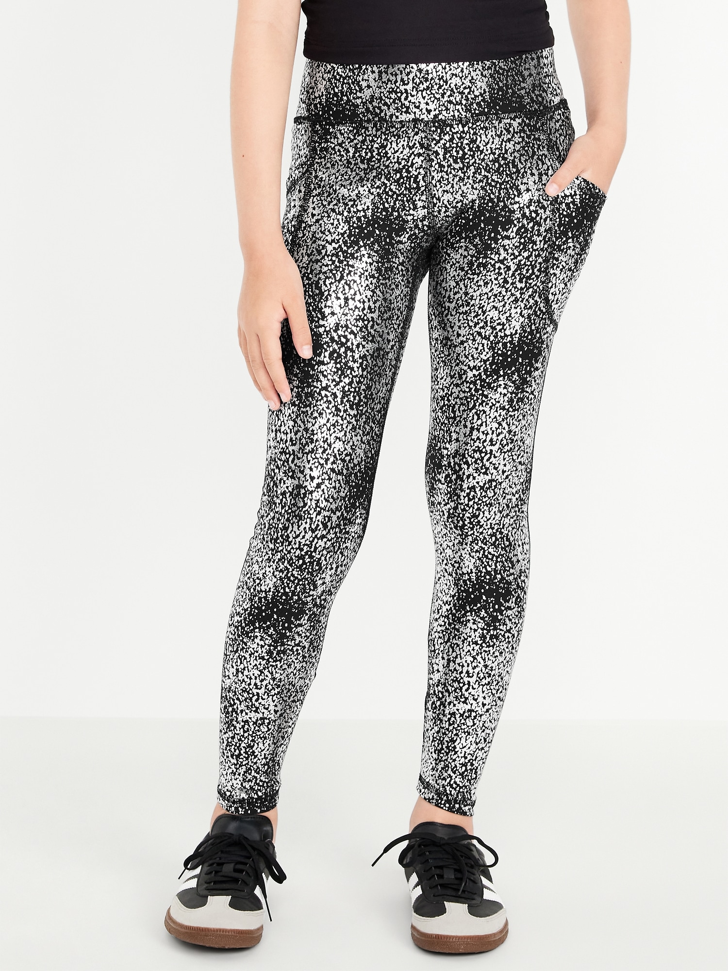 High-Waisted PowerSoft 7/8-Length Side-Pocket Leggings for Girls