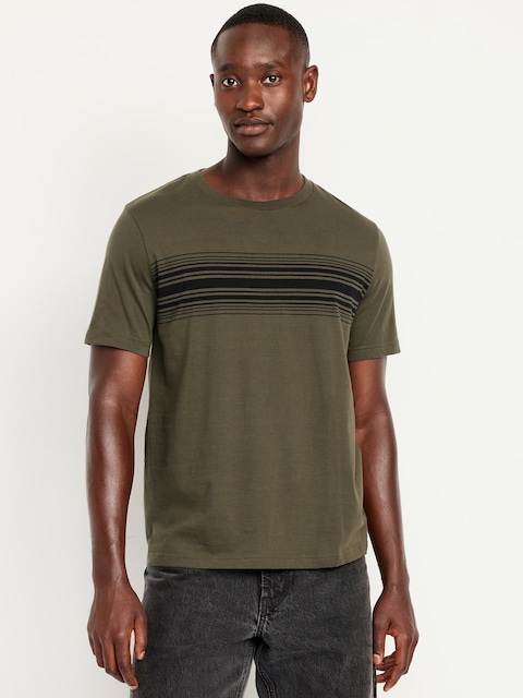 Crew-Neck Striped T-Shirt - Hunter Green Stripe