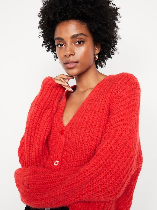 Image number 3 showing, Wool-Blend Shaker-Stitch Cardigan Sweater