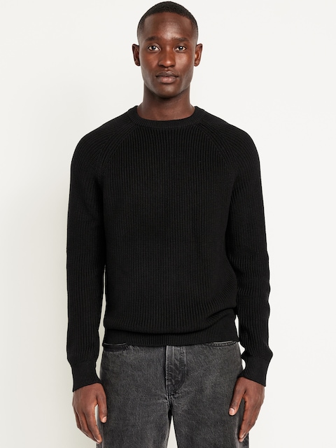 Crew-Neck Shaker-Stitch Sweater - Blackjack
