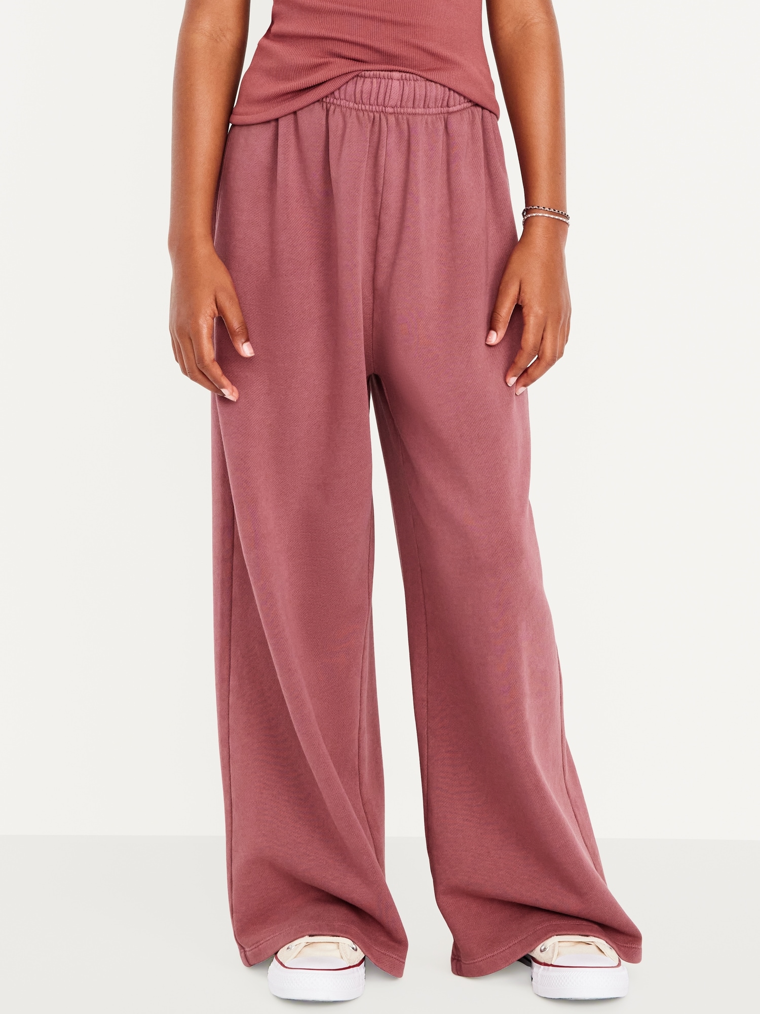 Baggy Fleece Straight-Leg Sweatpants for Girls